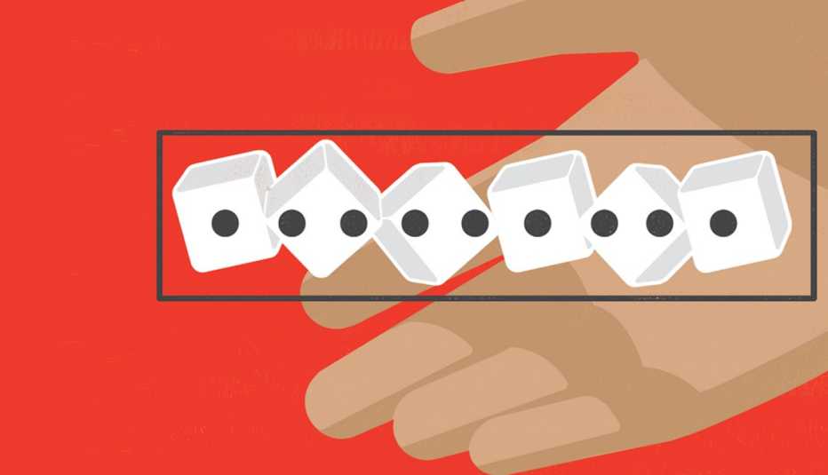 closeup of hand rolling dice to capture an account login code