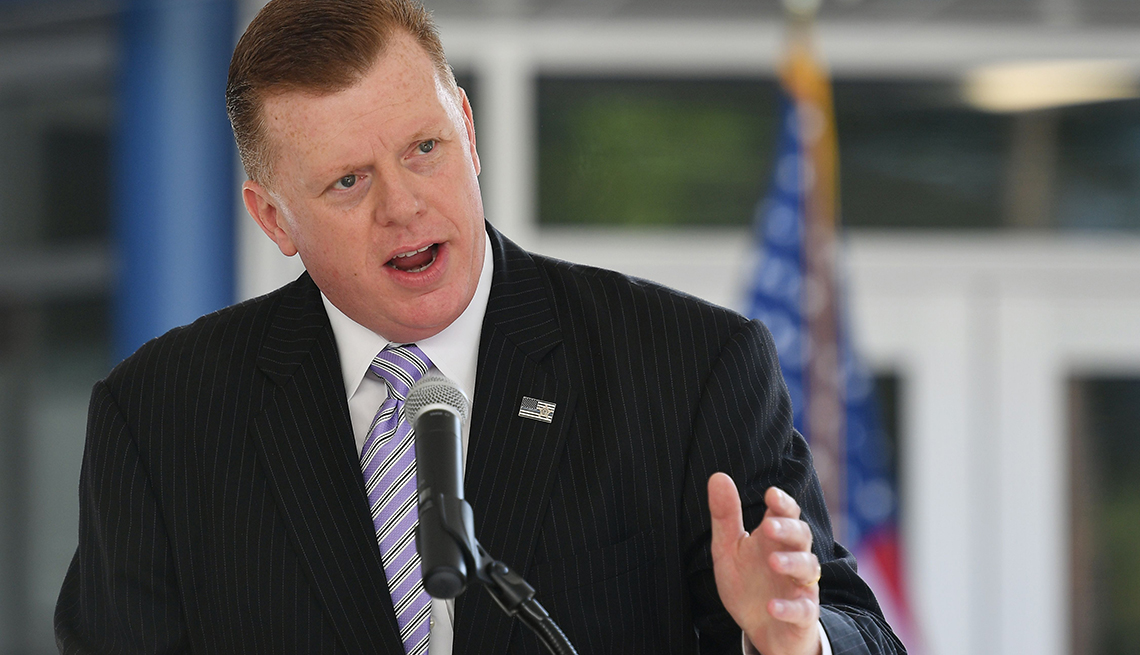 Secret Service Director James Murray speaks during the opening ceremony of the Maloney Canine Training Facility at the J. Rowley Training Center, in Laurel, Maryland on September 12, 2019.