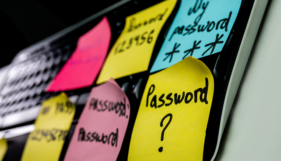 Notes with weak passwords and keyboard