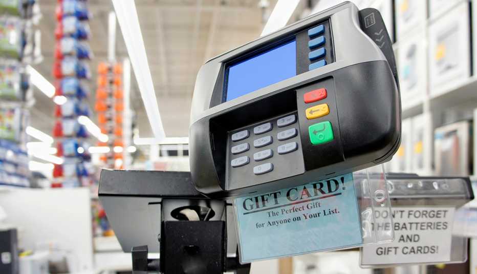 Warehouse store checkout counter.