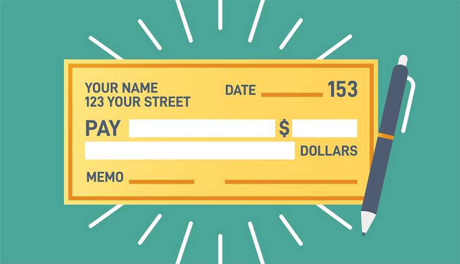 a blank check with a pen next to it