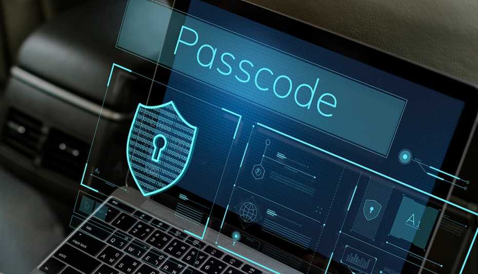 a laptop with security images