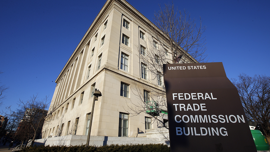 view of the signage in front of the federal trade commission office building on downtown washington d c