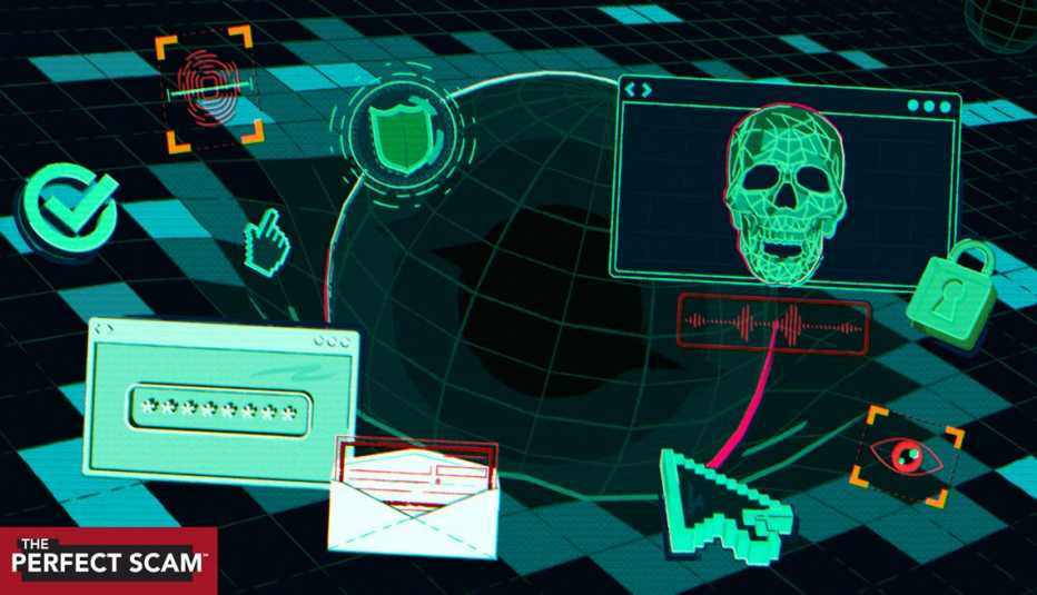 computer icons in black representing the dark web