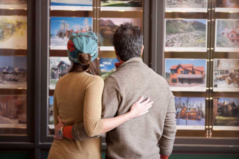 Couple viewing vacation options