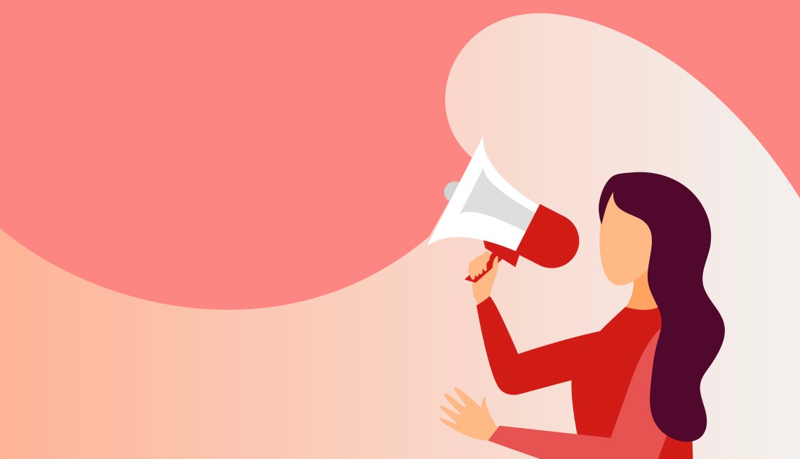 cartoon of a woman holding a megaphone